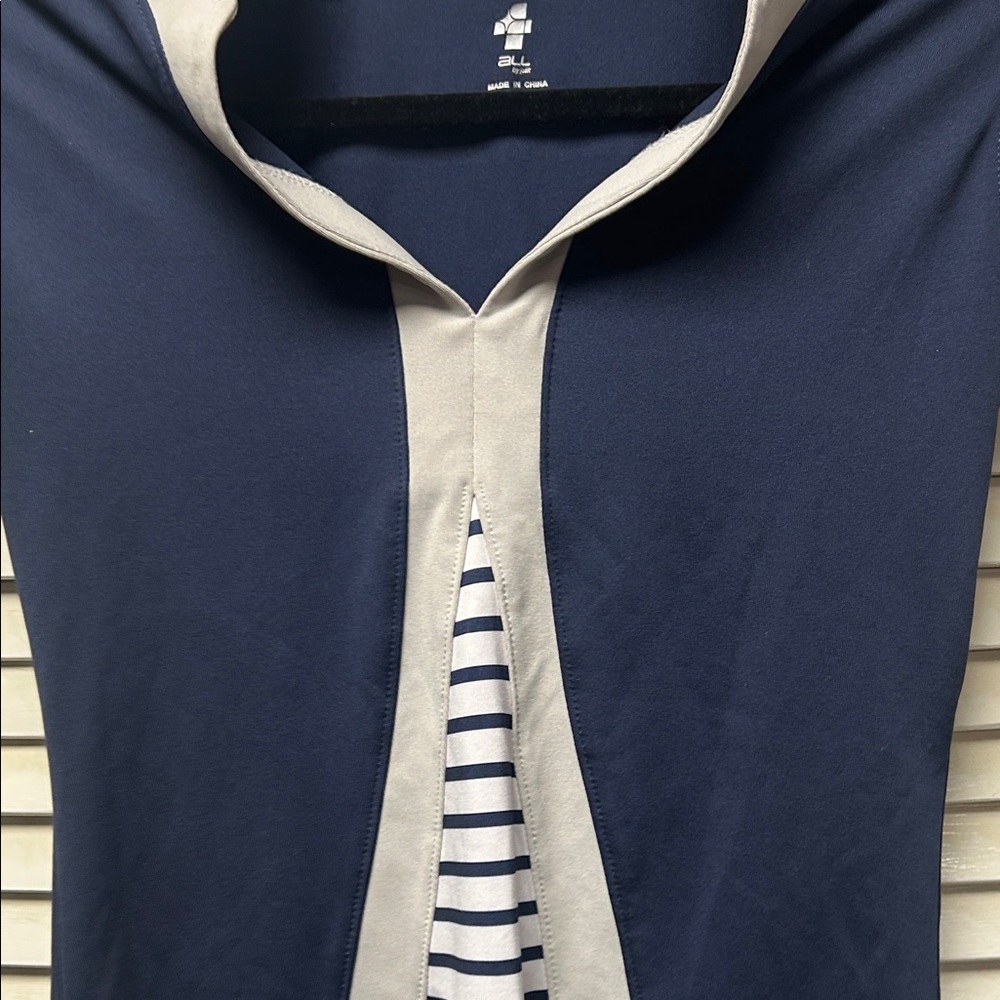 Navy and White Striped Athletic Top - Picture 3 of 6